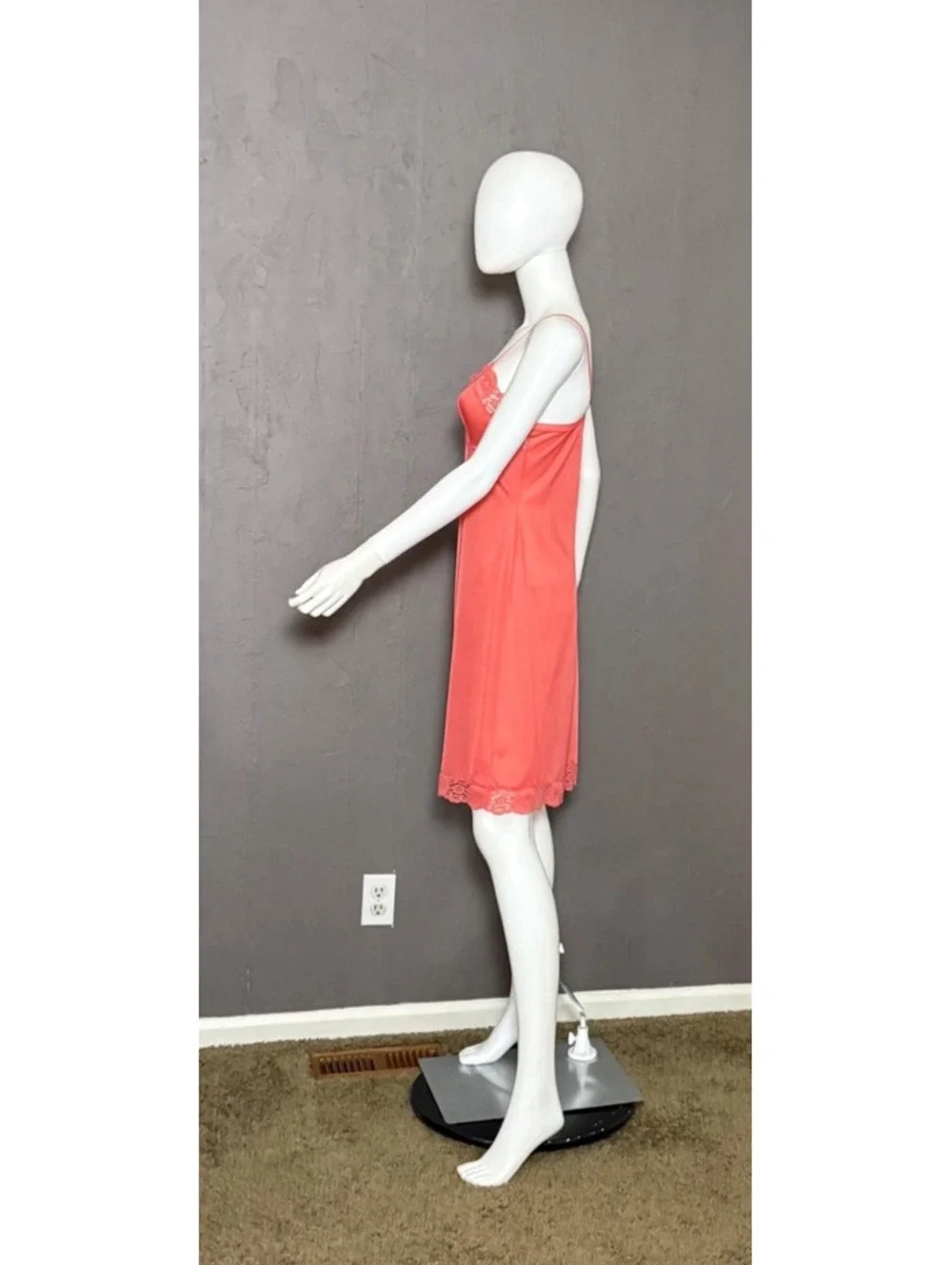 Vintage 1960's Coral Lacy Slip Dress from St. Michael of Britian size 36
